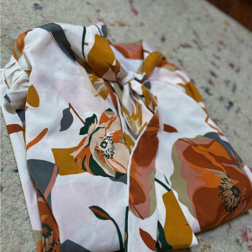 New chiffon floral blouse womens top long sleeve